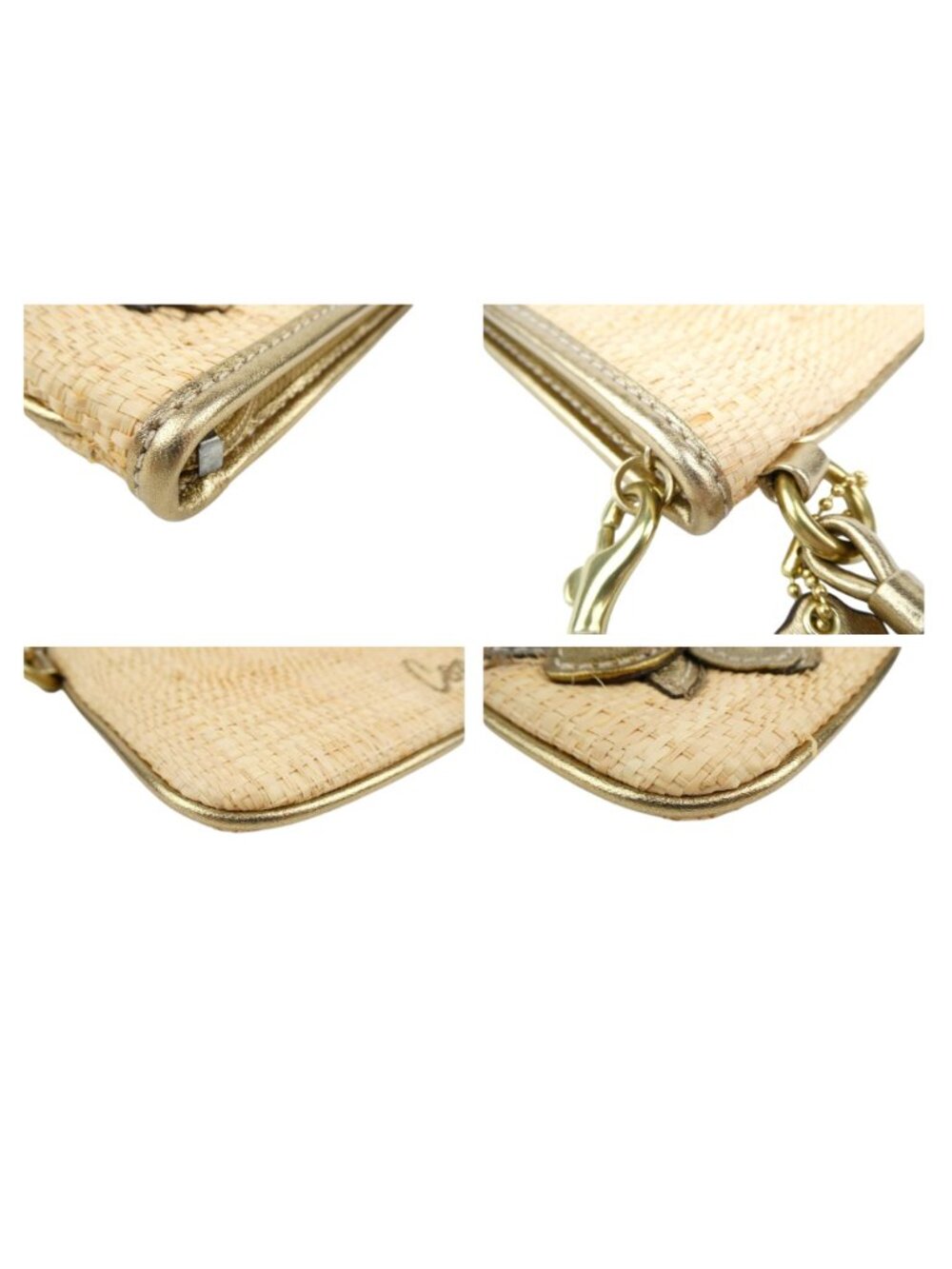 Coach Vintage Woven Straw Floral Applique Wristlet - Picture 10 of 12